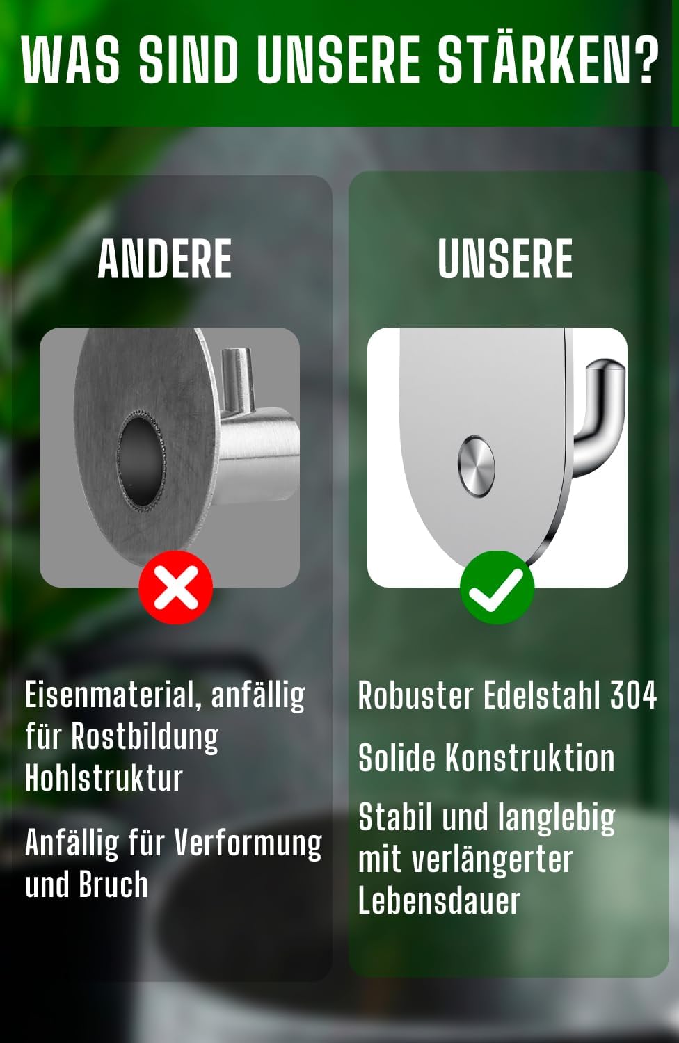 Handtuchhaken 6er Set Edelstahl schwarz selbstklebend fuer Bad Kueche