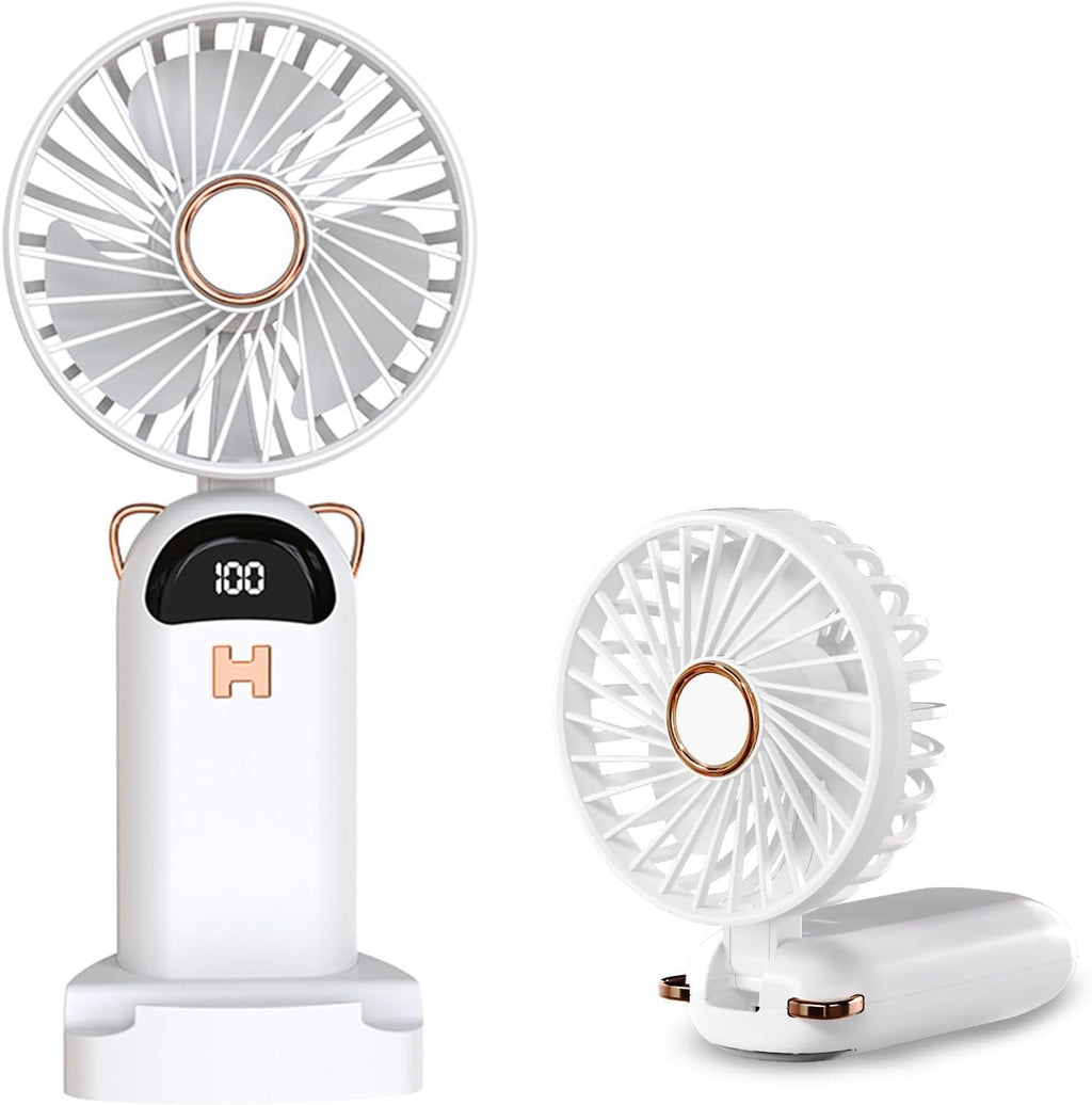 Tragbarer Mini Handventilator Akku USB wiederaufladbar faltbar Weiss