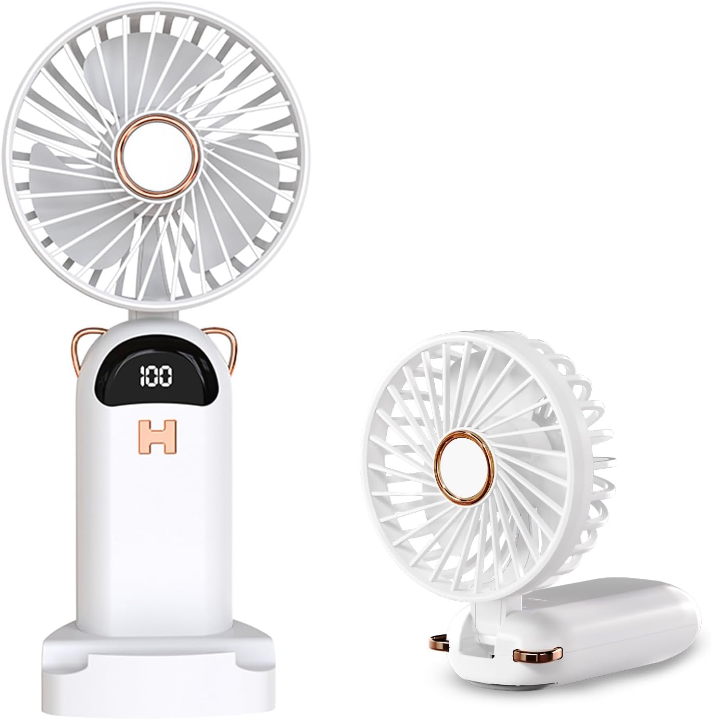 Tragbarer Mini Handventilator Akku USB wiederaufladbar faltbar Weiss