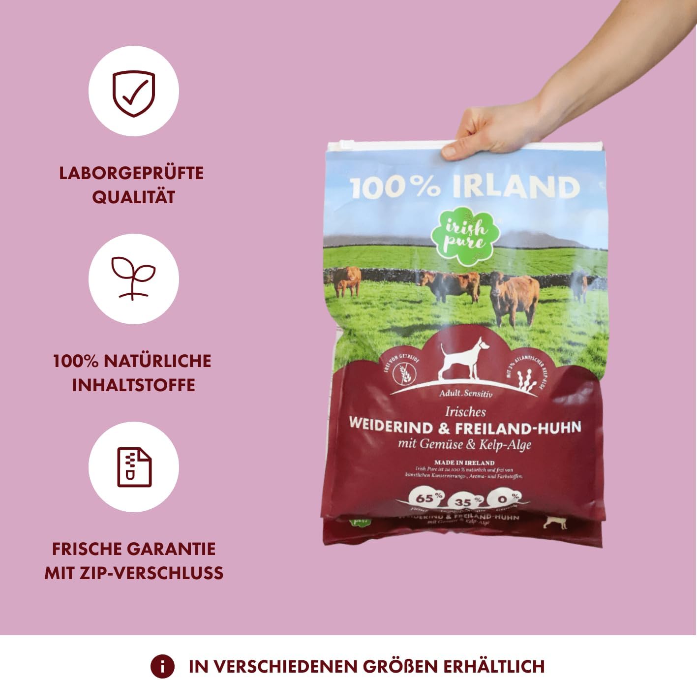Irish Pure Trockenfutter Adult Weiderind & Freiland-Huhn