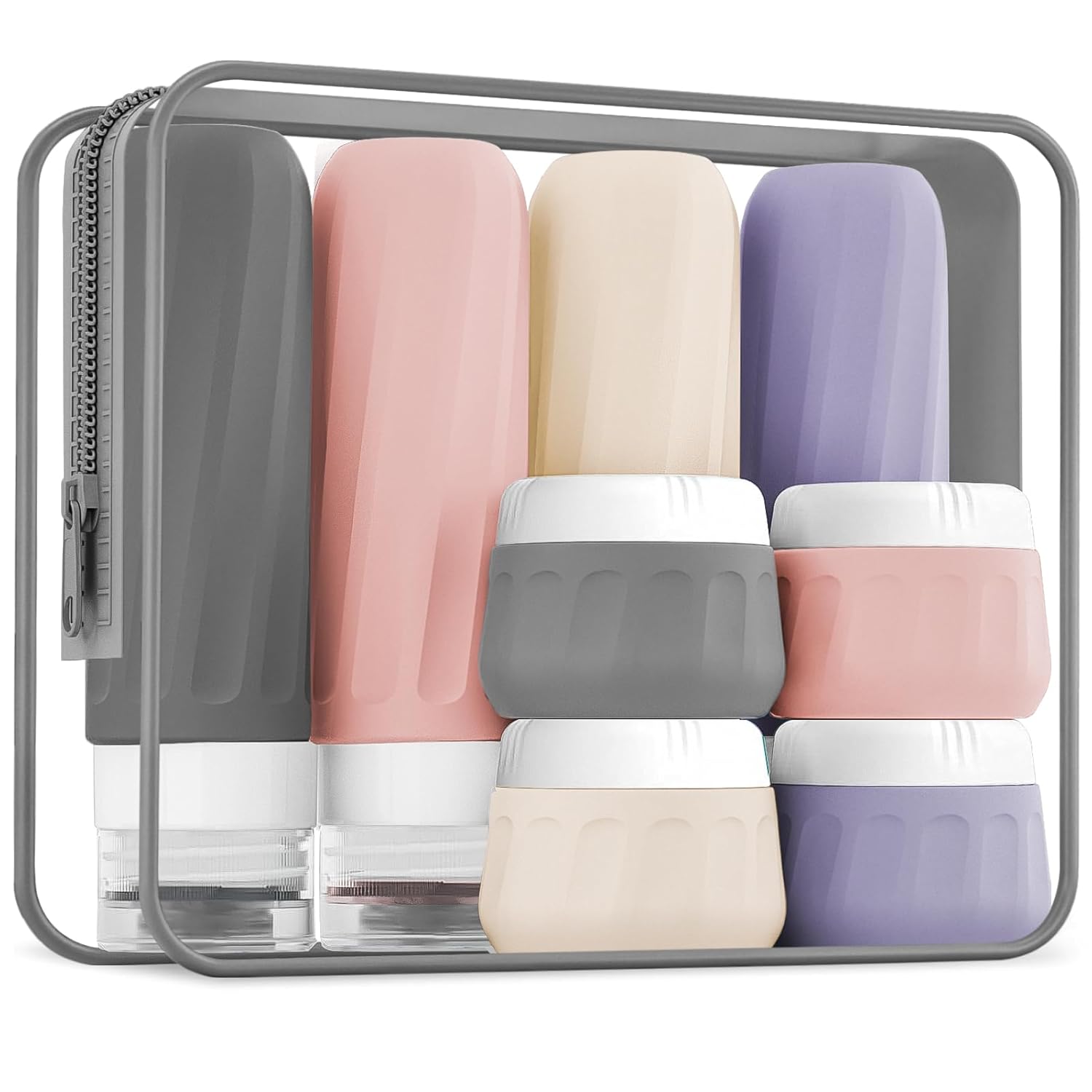 Gemice Reiseflaschen 8er Set Silikon TSA auslaufsicher mit Beutel
