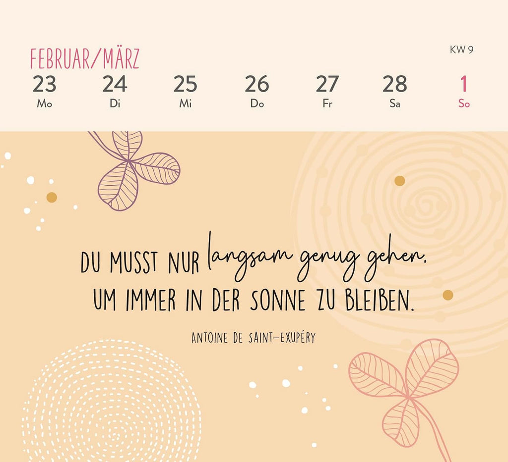 Tischkalender 2026 Wochenkalender Mini Achtsamkeit Einatmen Ausatmen Sein