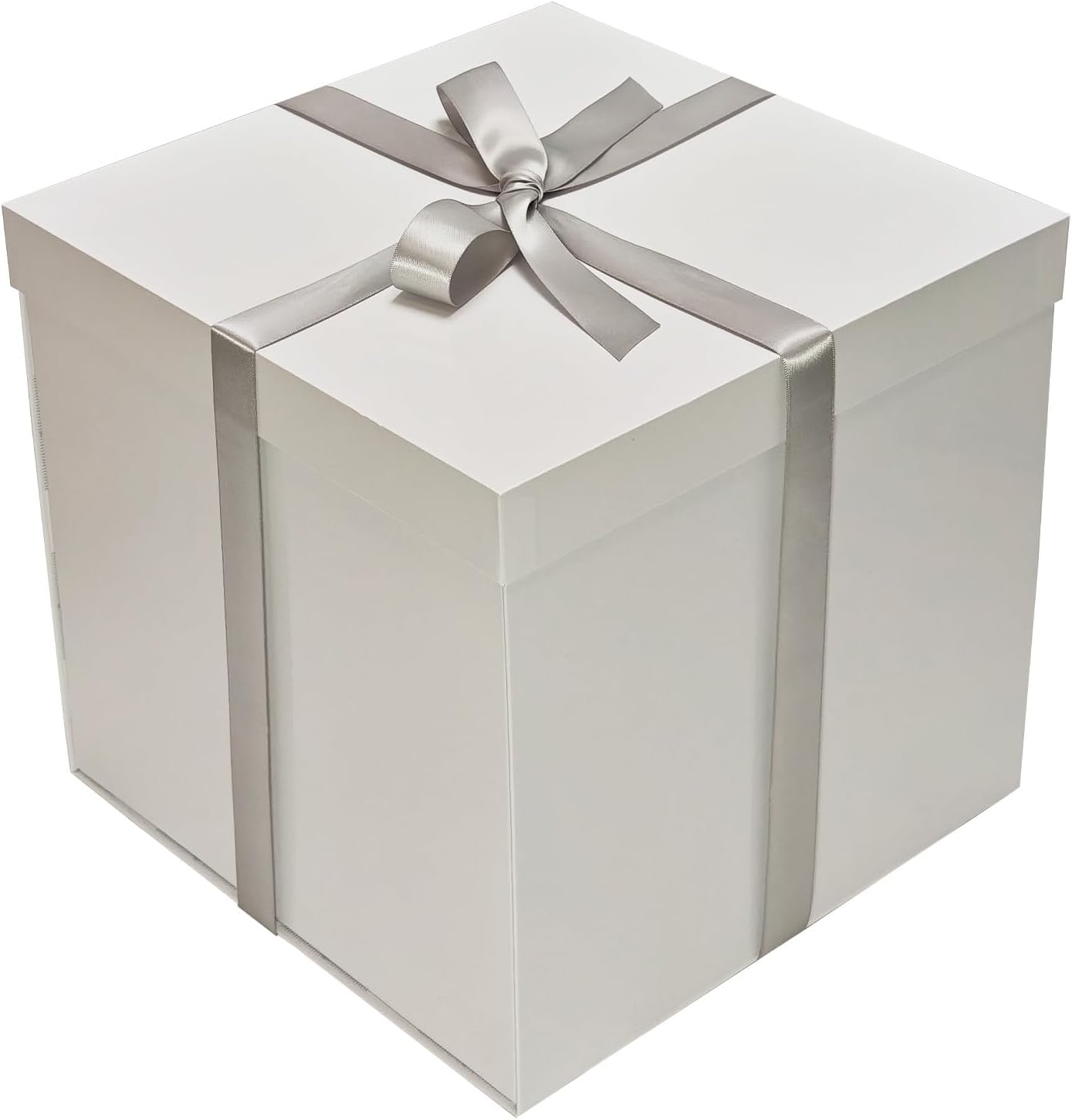 Tekhoho Geschenkbox Weiss 22x22x20,5 cm mit kariertem Innenfutter