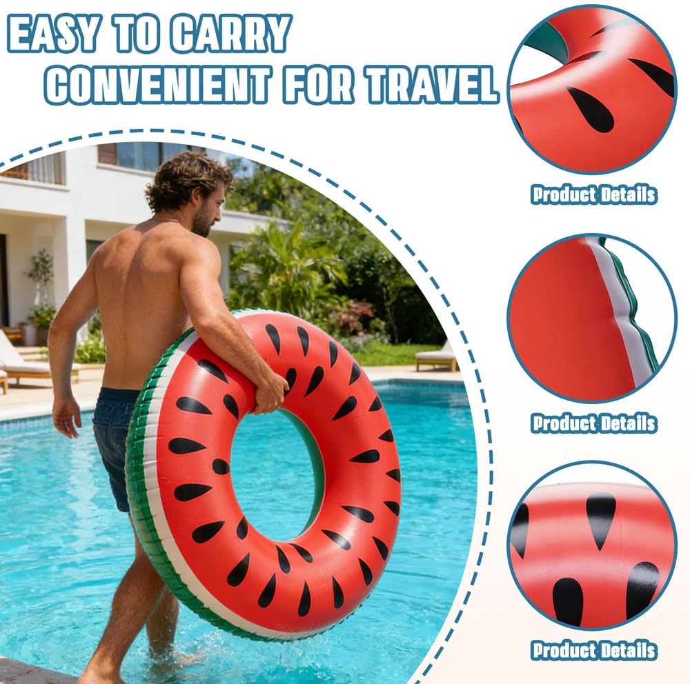 Schwimmring Donut Wassermelone Gummiring Badehilfe Strand Pool Sommer