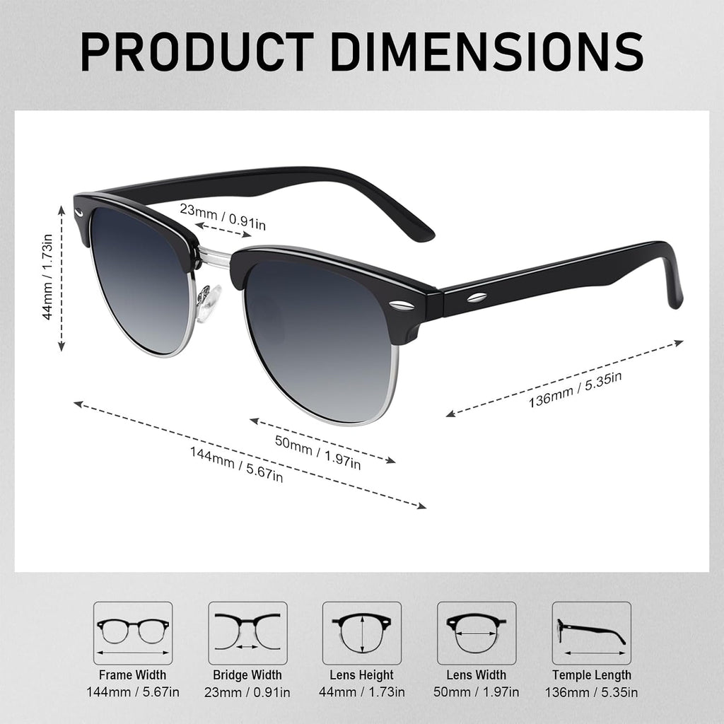 GQUEEN Halbrahmen Sonnenbrille polarisiert Retro Horn Gestell Unisex