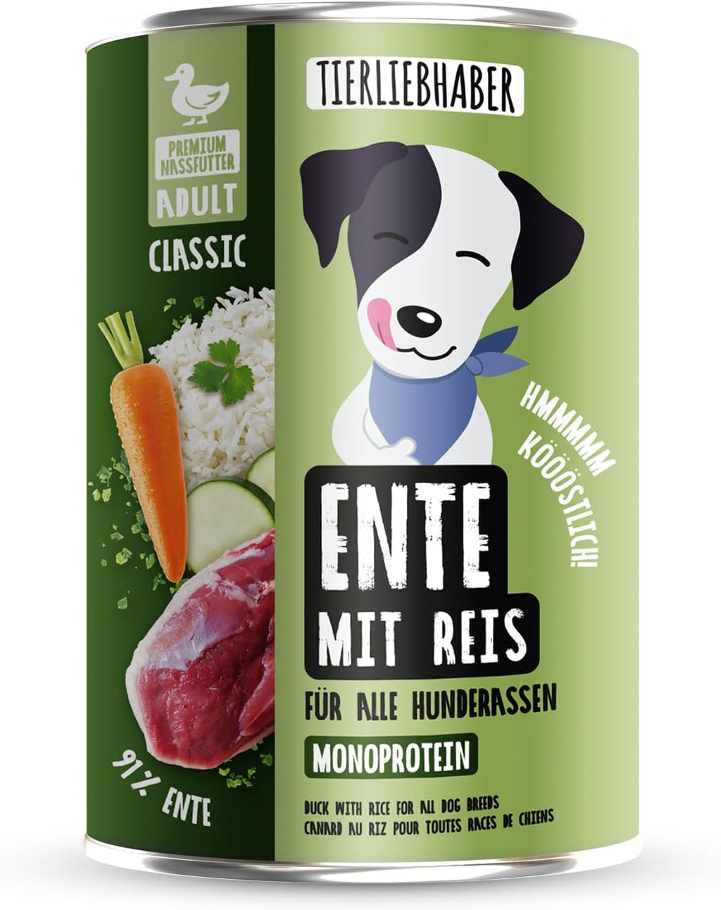 TIERLIEBHABER Hunde Nassfutter Ente mit Gemuese 91% Fleischanteil