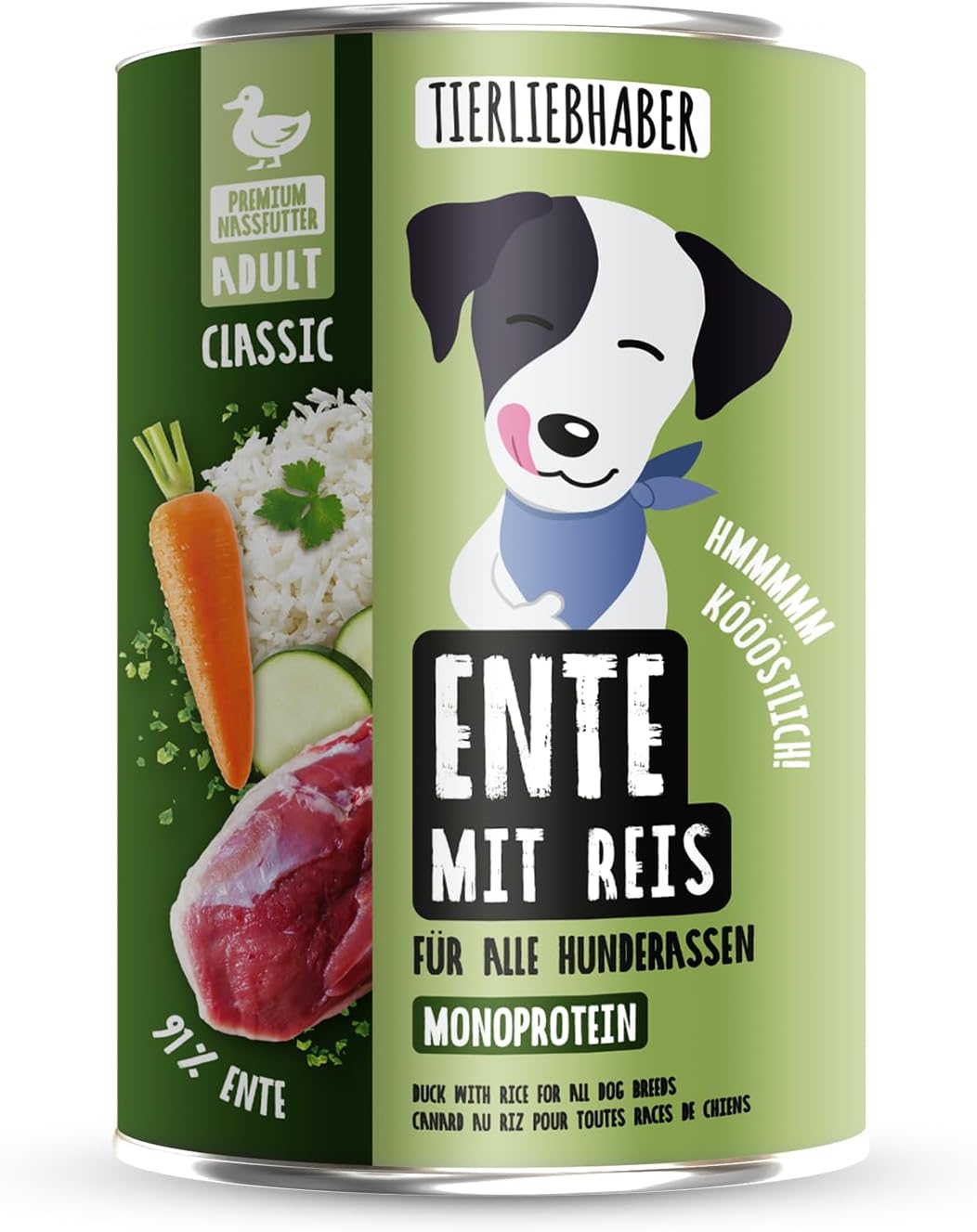 TIERLIEBHABER Hunde Nassfutter Ente mit Gemuese 91% Fleischanteil