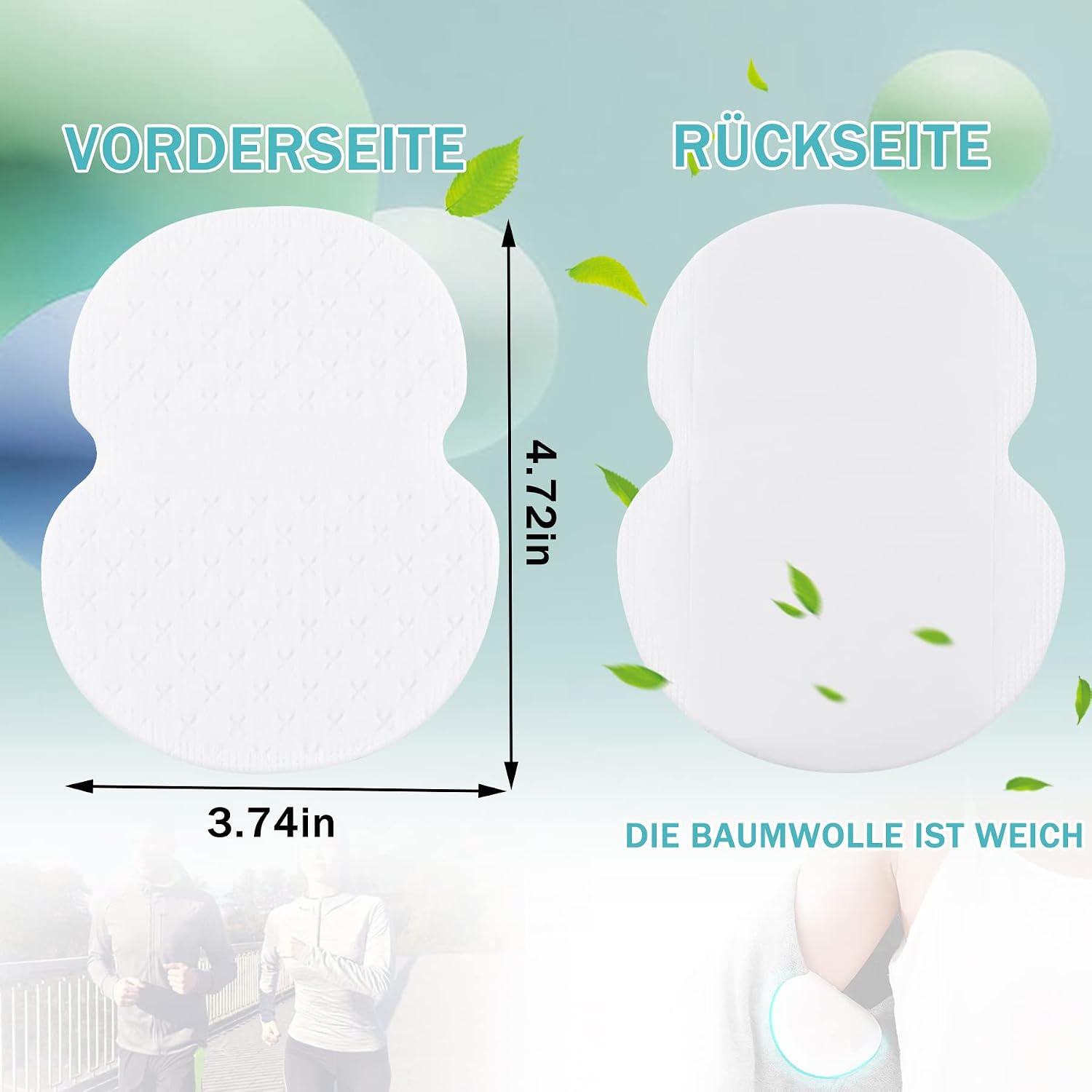 80er Selbstklebende Achselpads Baumwolle Schweisspads Unsichtbar fuer Damen Herren