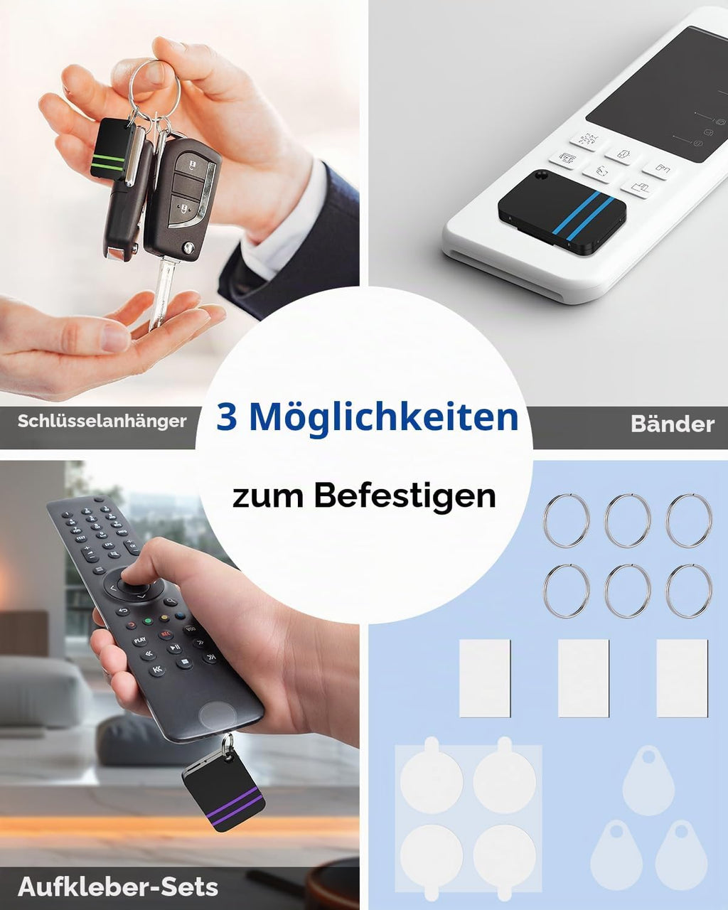 Schluesselfinder Set mit 6 Empfaengern und Pfeifton fuer Schluessel