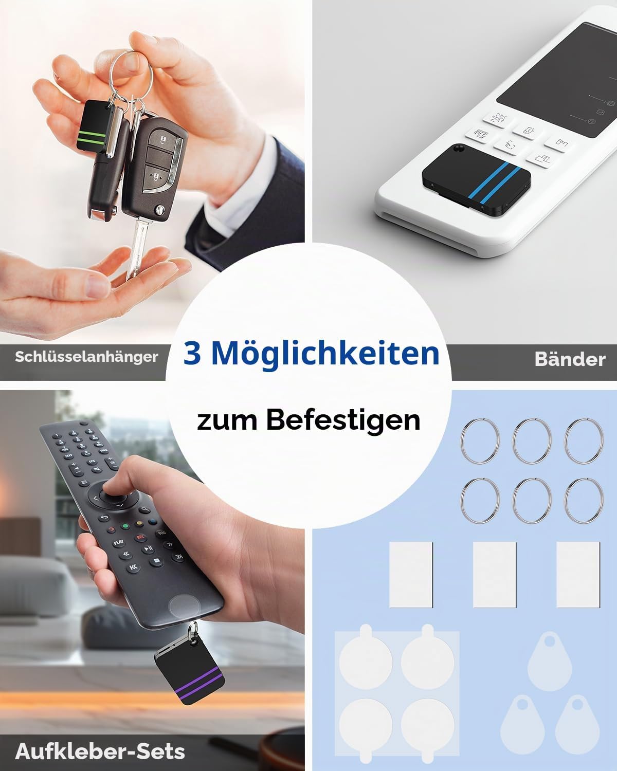 Schluesselfinder Set mit 6 Empfaengern und Pfeifton fuer Schluessel