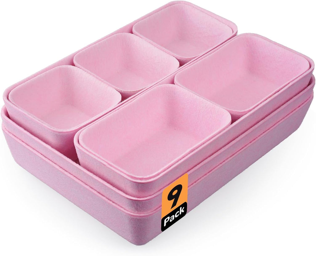 Filz Schubladen-Organizer 9er Set, Aufbewahrungsboxen 4 Groessen fuer Buero Tisch