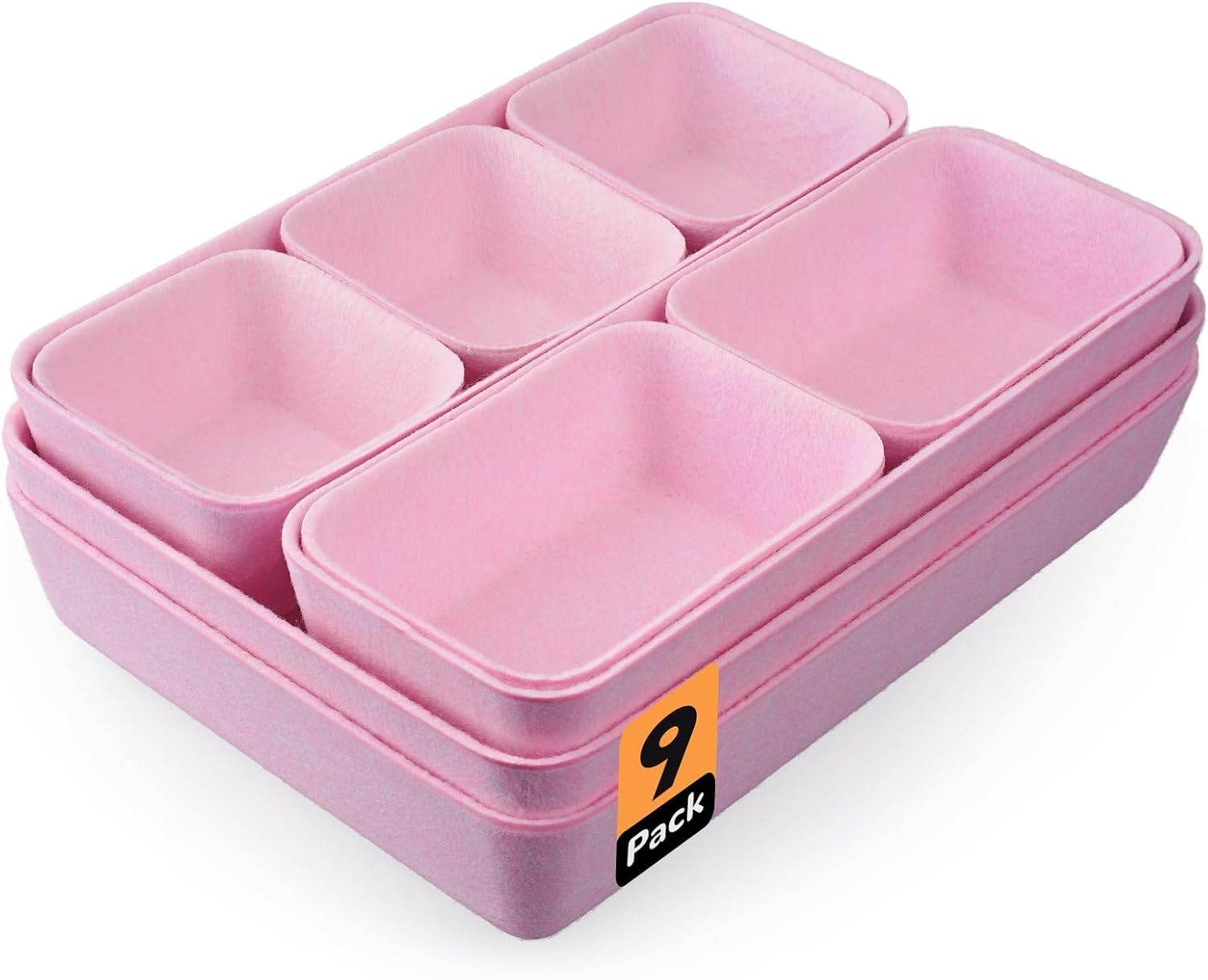 Filz Schubladen-Organizer 9er Set, Aufbewahrungsboxen 4 Groessen fuer Buero Tisch