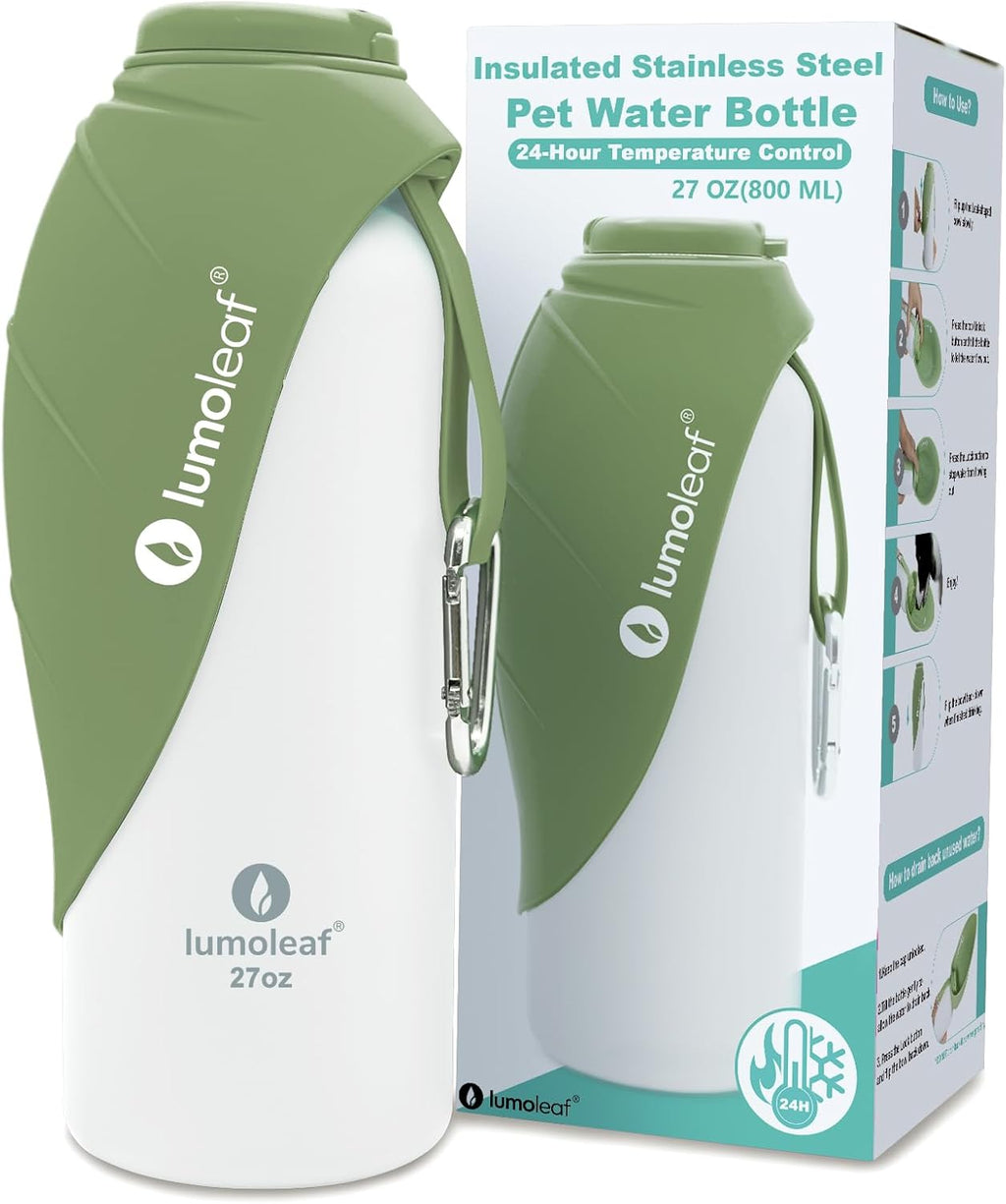 LumoLeaf Trinkflasche aus Edelstahl isoliert Breite Oeffnung Gruen