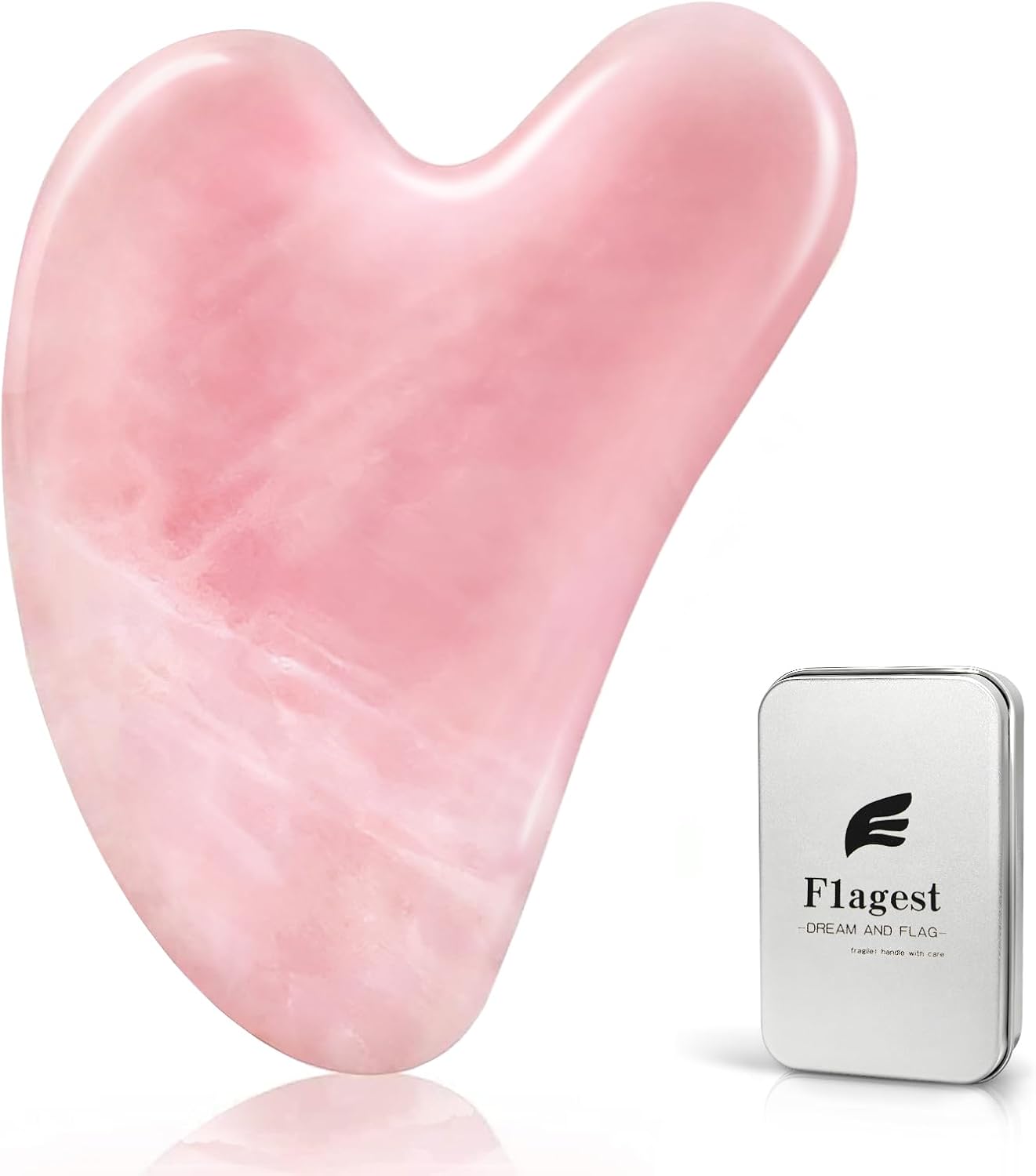 Flagest Gua Sha Rosenquarz Herzform Gesichtsmassage Anti Falten Tool