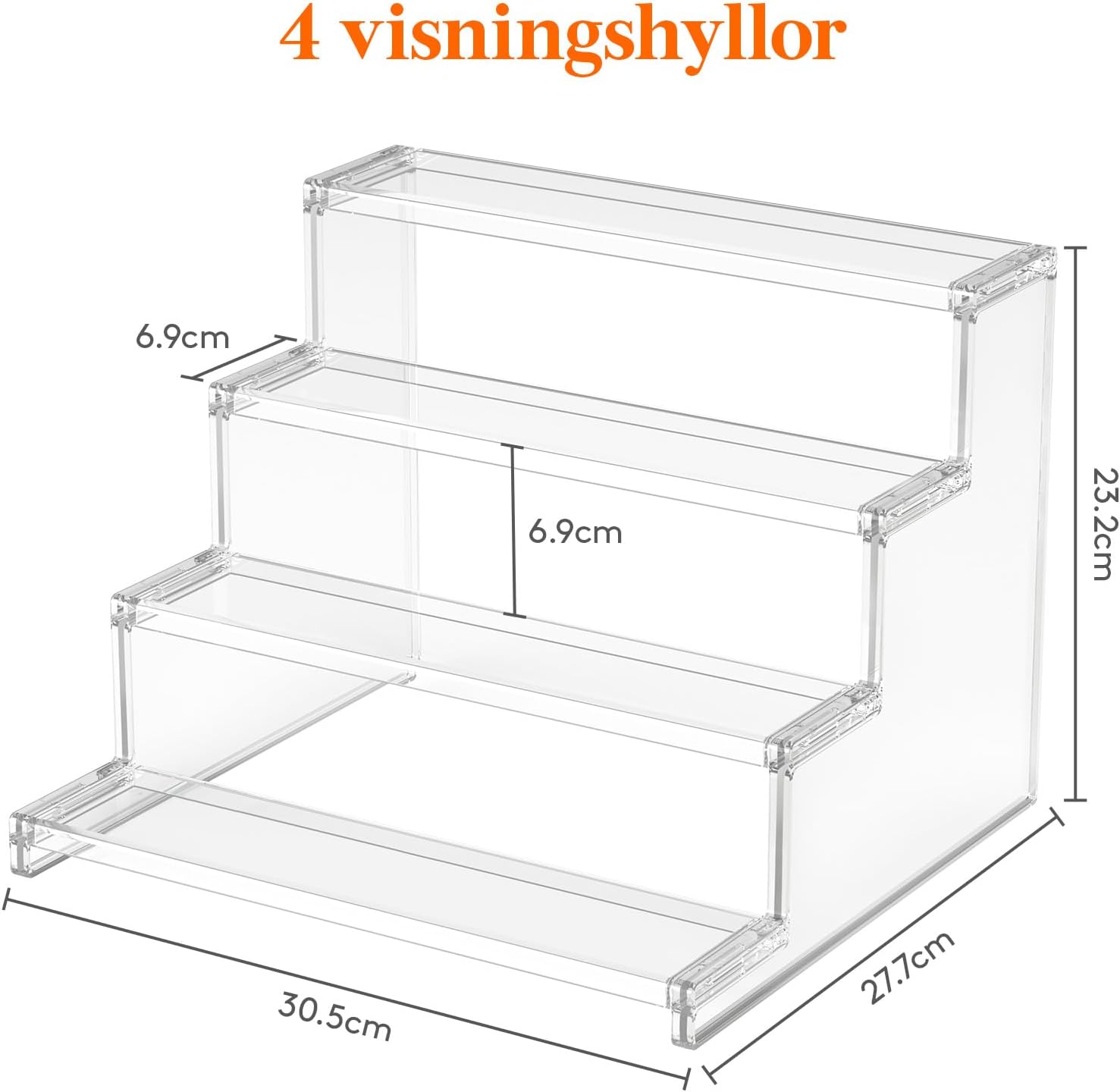 Lifewit Display Staender 3‑stufig klar 22,8cm-30,5cm (22,8×15,7×13 cm)
