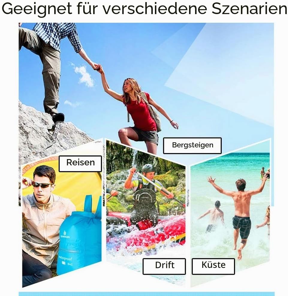 kuou 6er Set wasserdichte Packsaecke 1,5/2,5/3/3,5/5/8 L Multifarbe