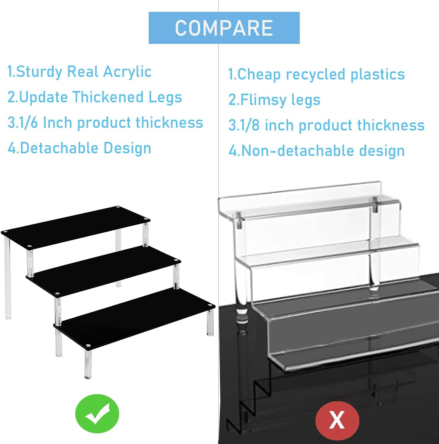 Acryl Riser Display Regal fuer Amiibo und Funko Pop Figuren, schwarz, Tischstaende