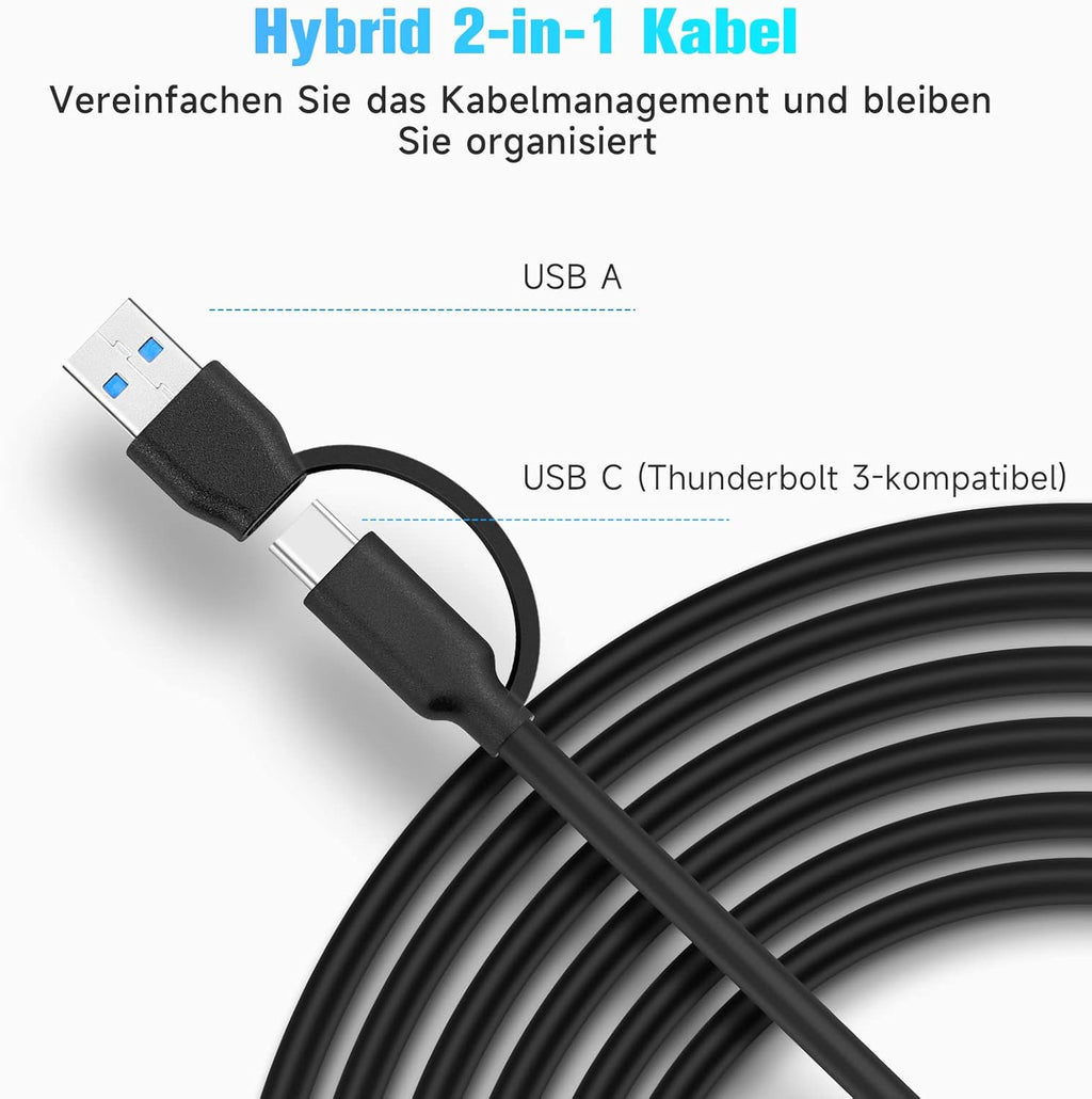 RSHTECH USB‑C Hub 7‑Port 10 Gbps mit Netzteil, USB Splitter Adapter
