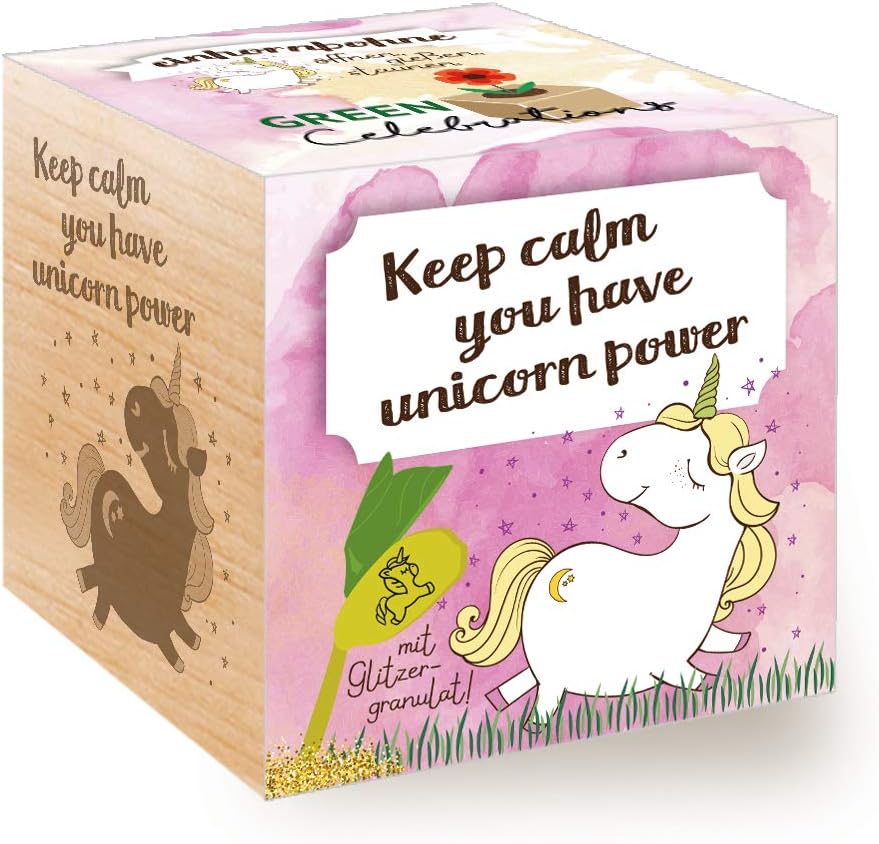 Ecocube Einhornbohne Anzuchtset im Holzwuerfel Pflanze Geschenk