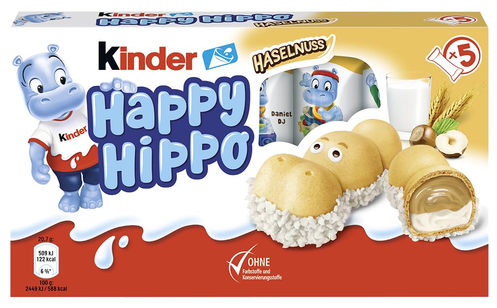 Kinder Happy Hippo Kakao 5er Pack knusprige Waffel mit Milch Kakaocreme