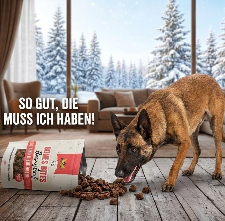 Bones Bites Berry’Beef Hundeleckerlis 80% Rind 8% Erdbeere getreidefrei
