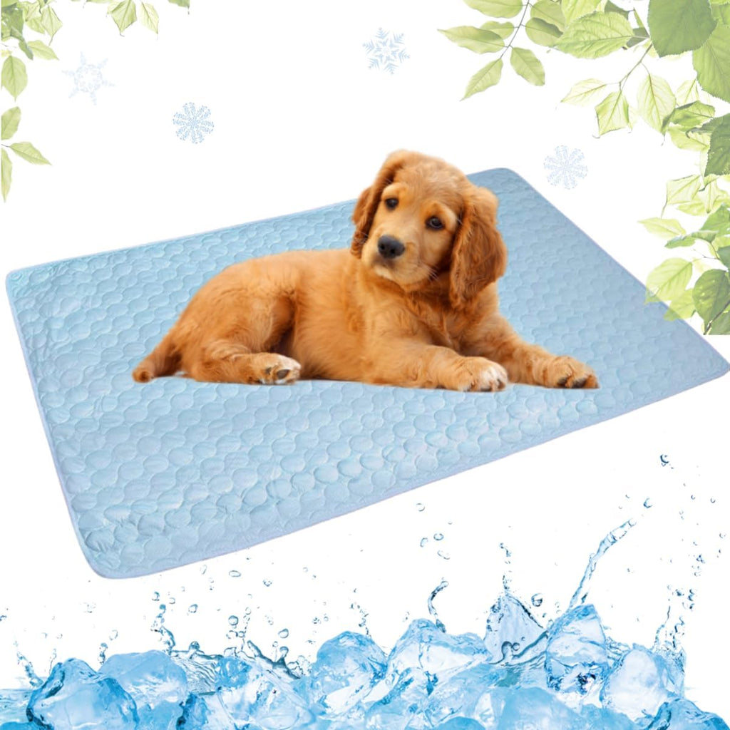 Selbstkuehlende Hundematte 40x50 cm Blau Waschbar Kuehlkissen fuer Hunde