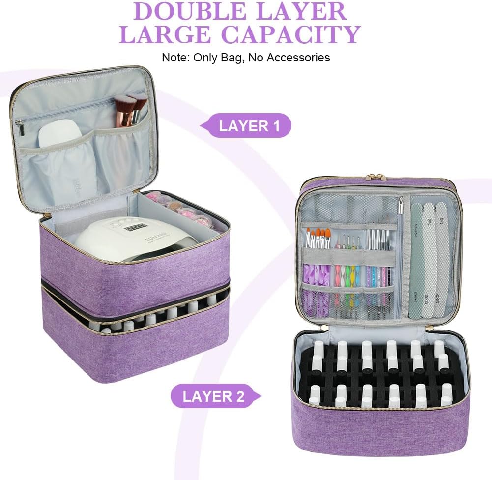 Kosmetiktasche doppellagig fuer Nagellack 30 Flaschen Reise Organizer schwarz