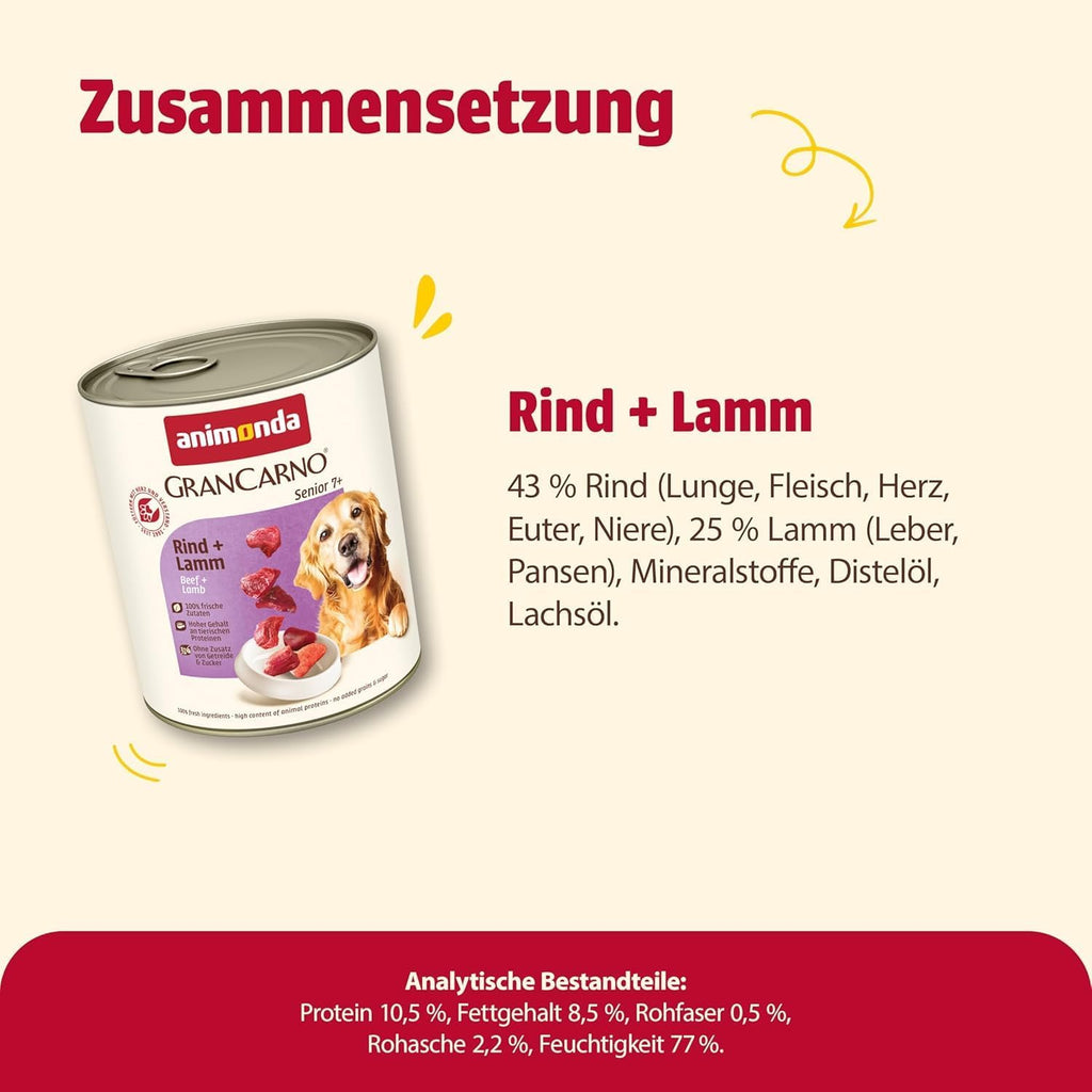 animonda GranCarno Senior Hundefutter Rind und Lamm Nassfutter