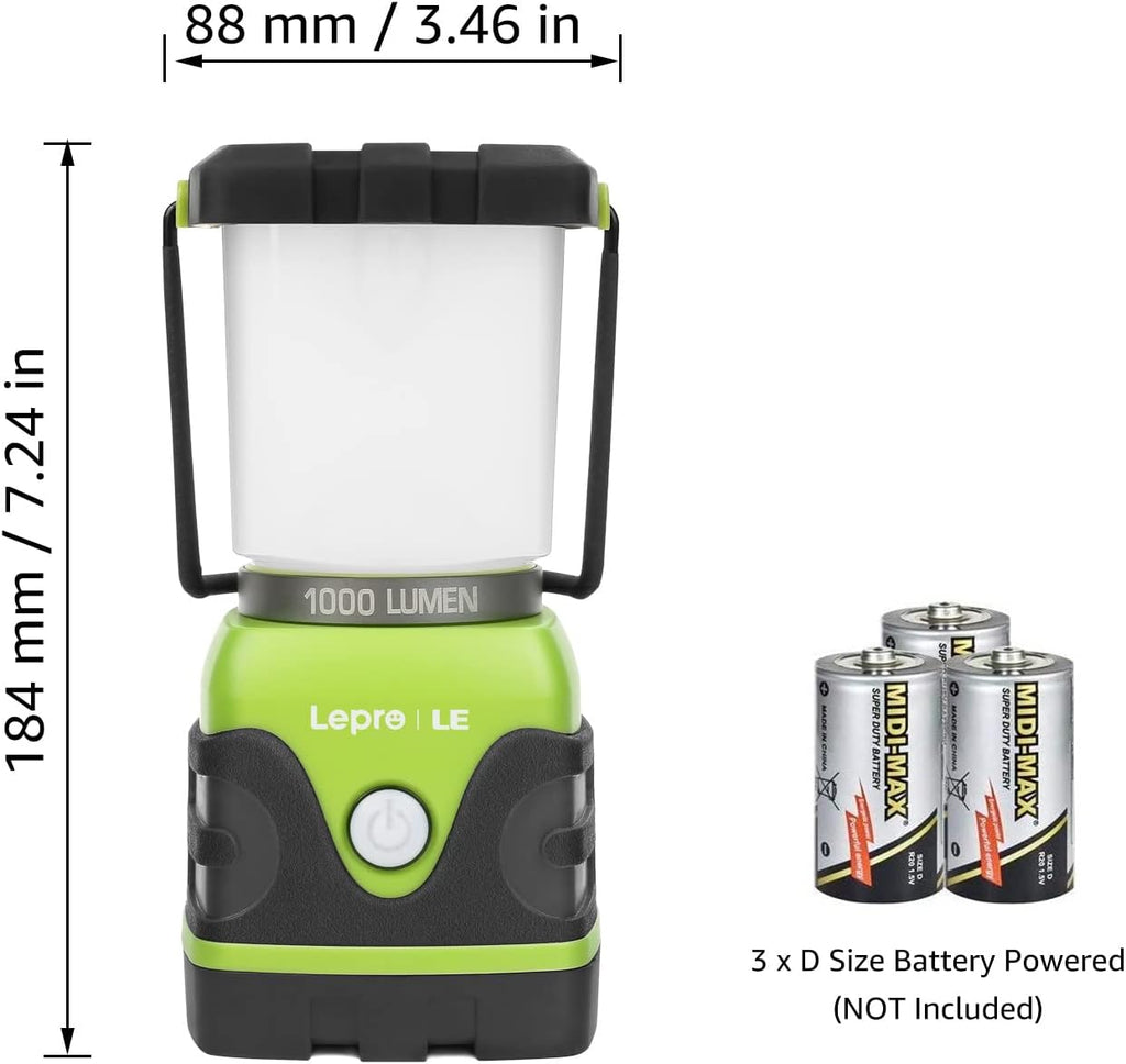 LE LED Campinglampe 1000 Lumen dimmbar 3 Stufen batteriebetrieben