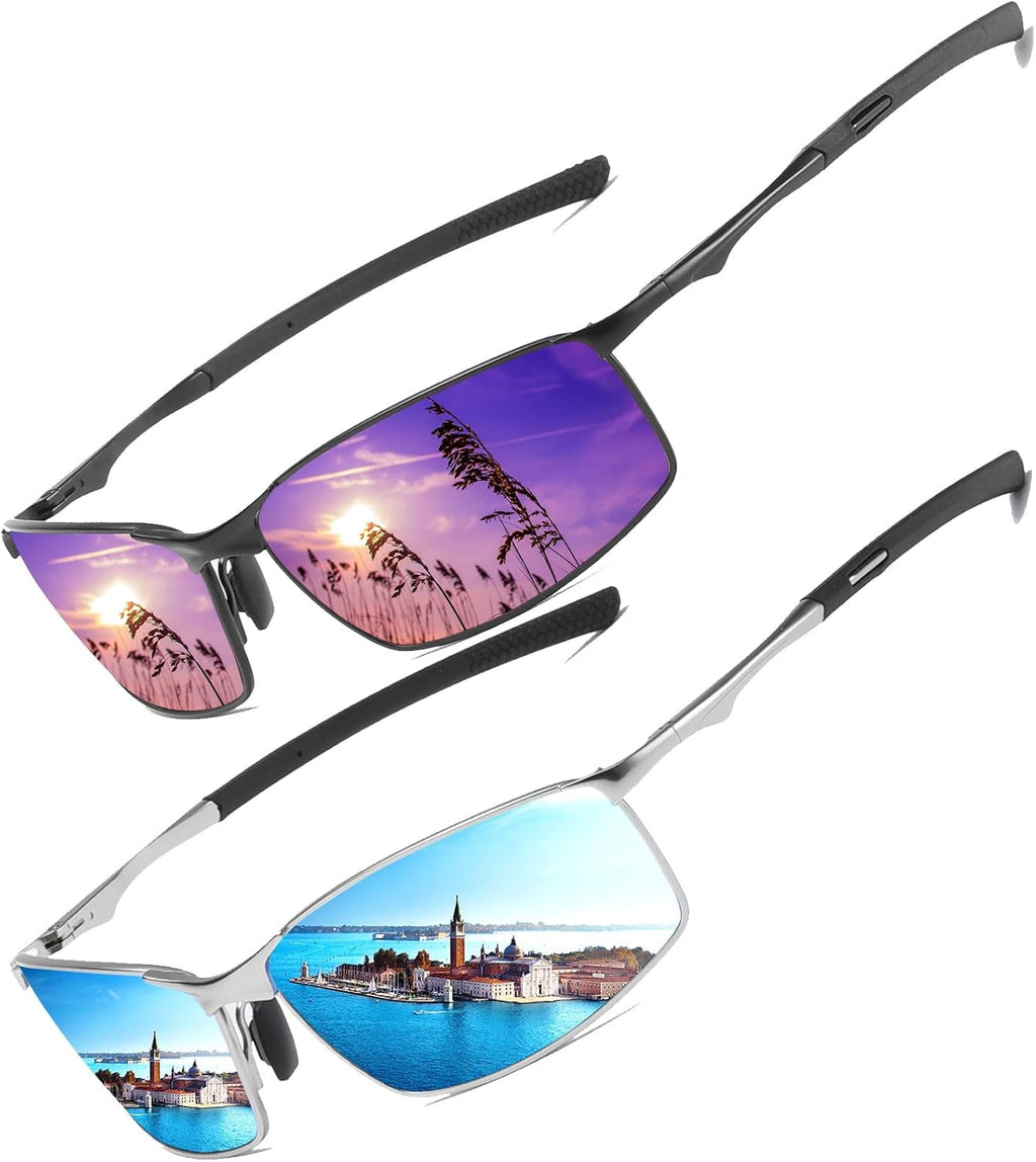 LEDING&BEST Polarisierte Piloten Sonnenbrille Metallrahmen Unisex