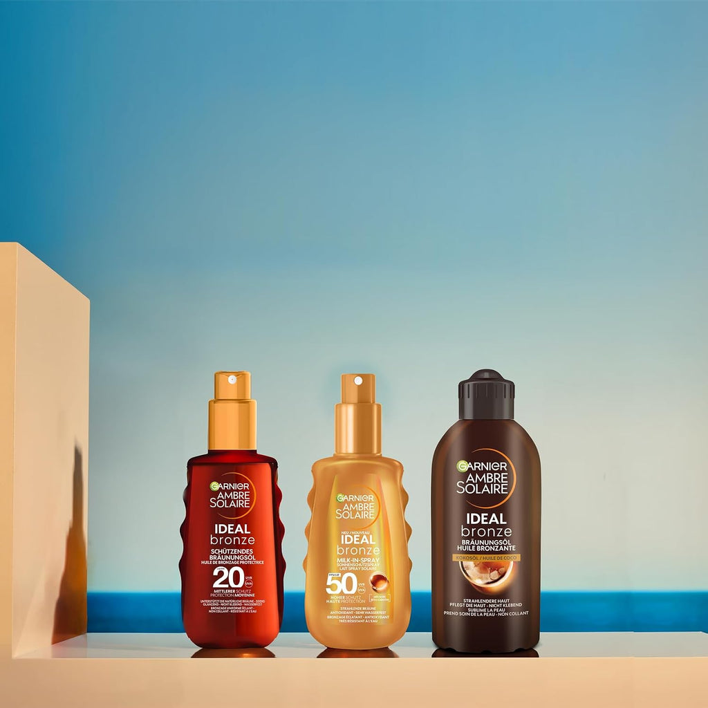 Garnier Ambre Solaire Ideal Bronze Braeunungsoel 200ml Kokosduft fuer dunkle Haut