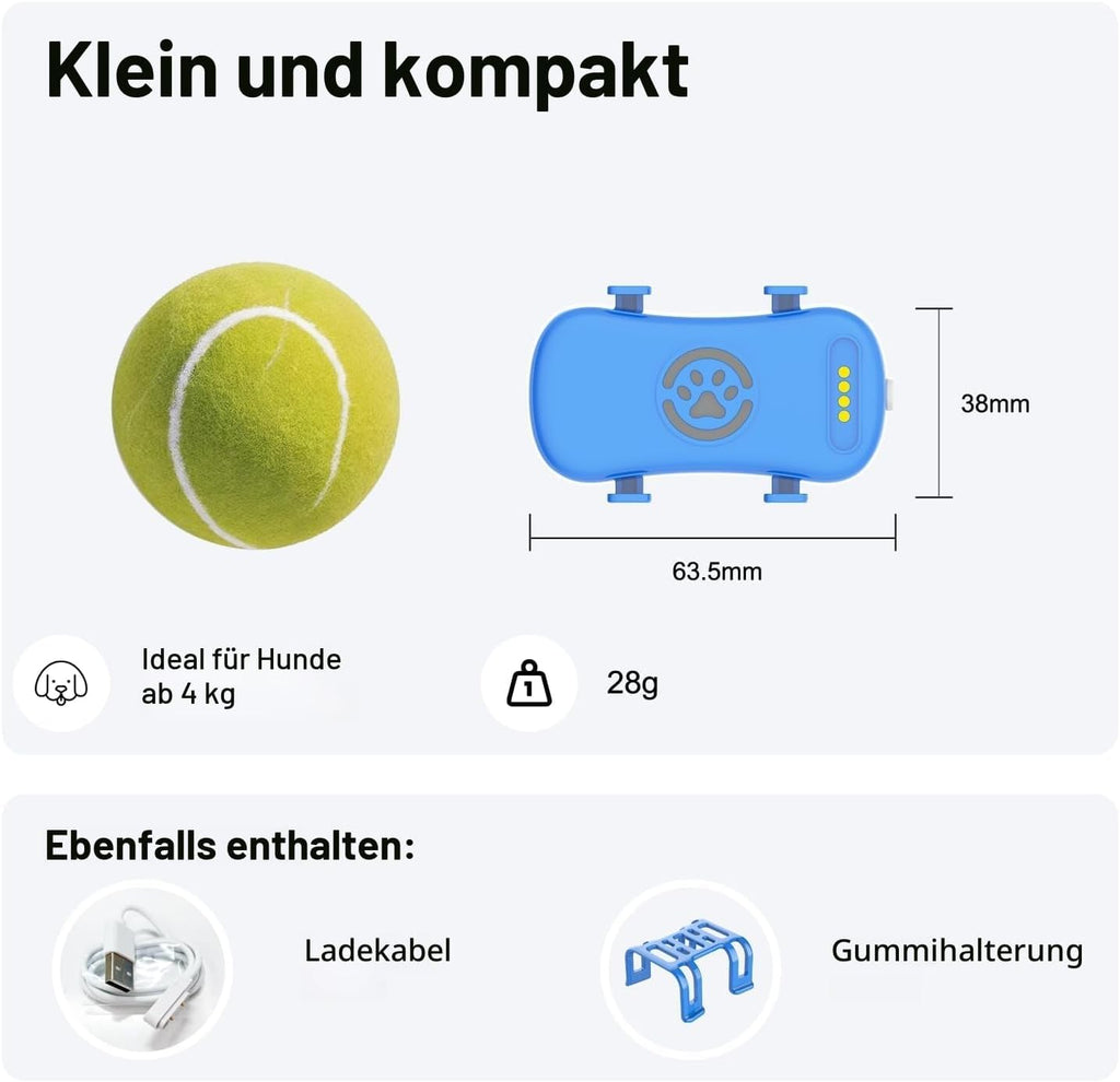 GPS Tracker fuer Hunde 4G wasserdicht mit Echtzeit-Ortung und App Live Tracking
