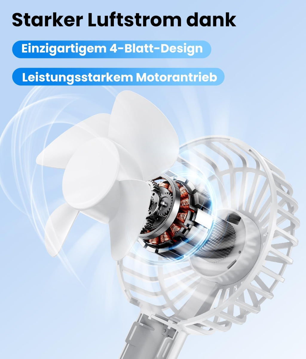 Tragbarer Mini Handventilator USB wiederaufladbar 5 Stufen mit Lanyard Basis