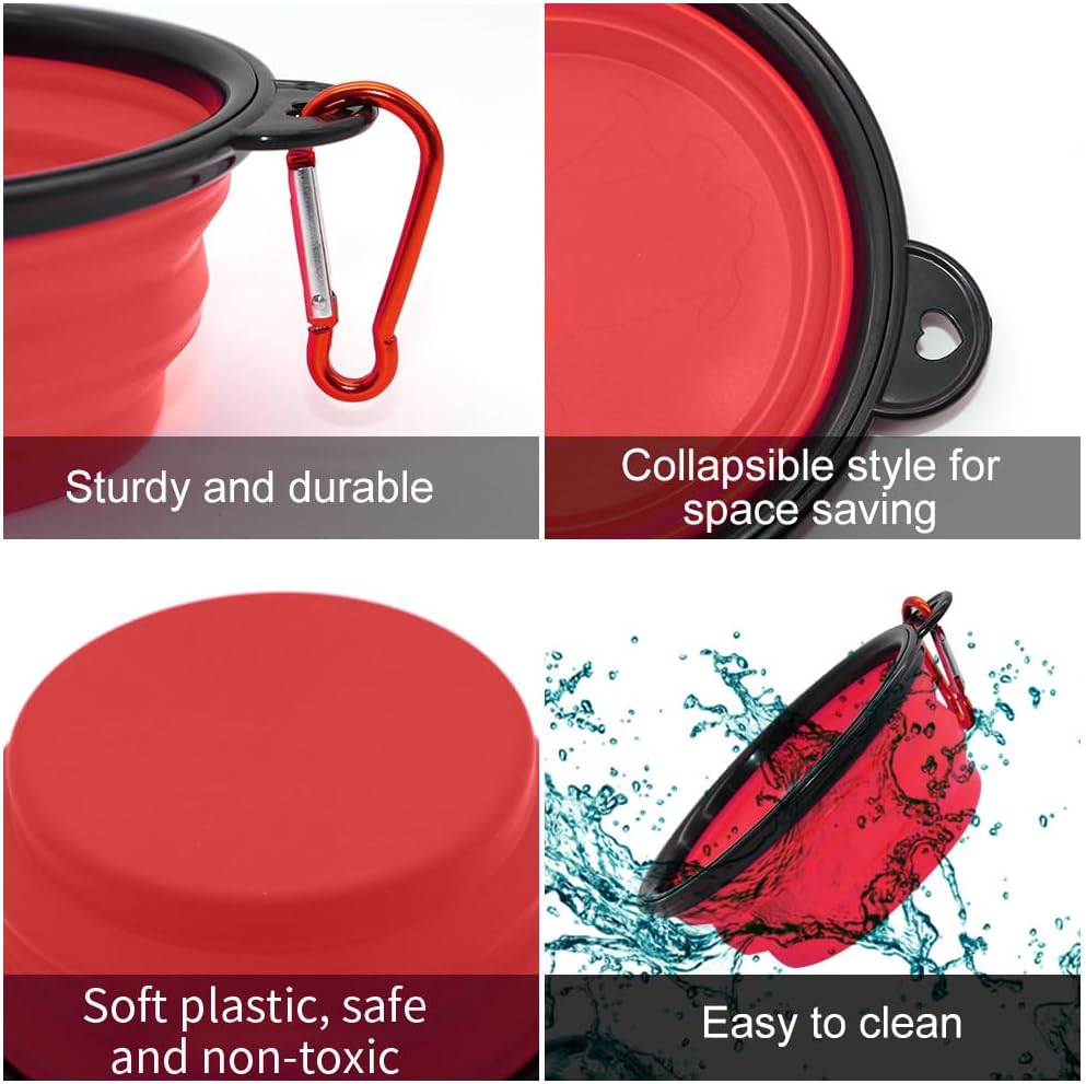 SLSON faltbare Hundenaepfe 2er Set mit Karabiner, auslaufsicher