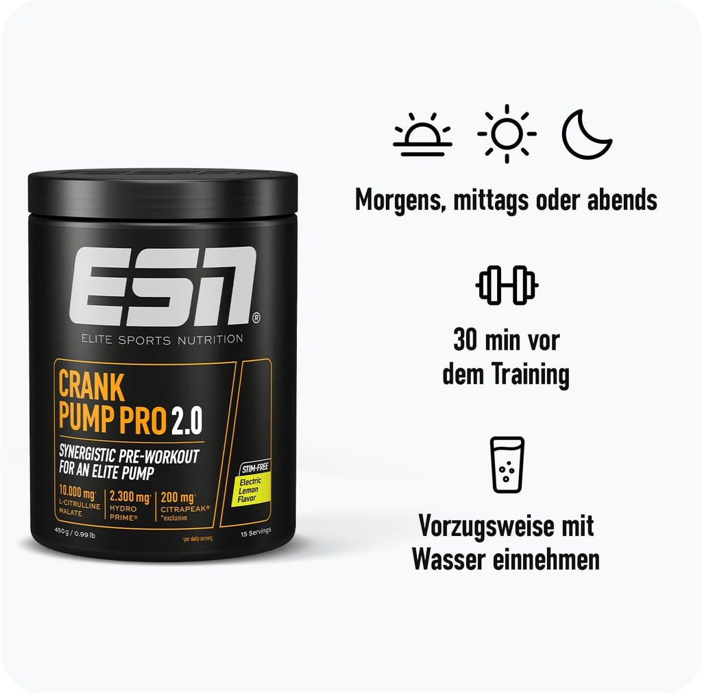 ESN Crank Pump Pro Pre Workout Booster Cherry Cola verschiedene Sorten