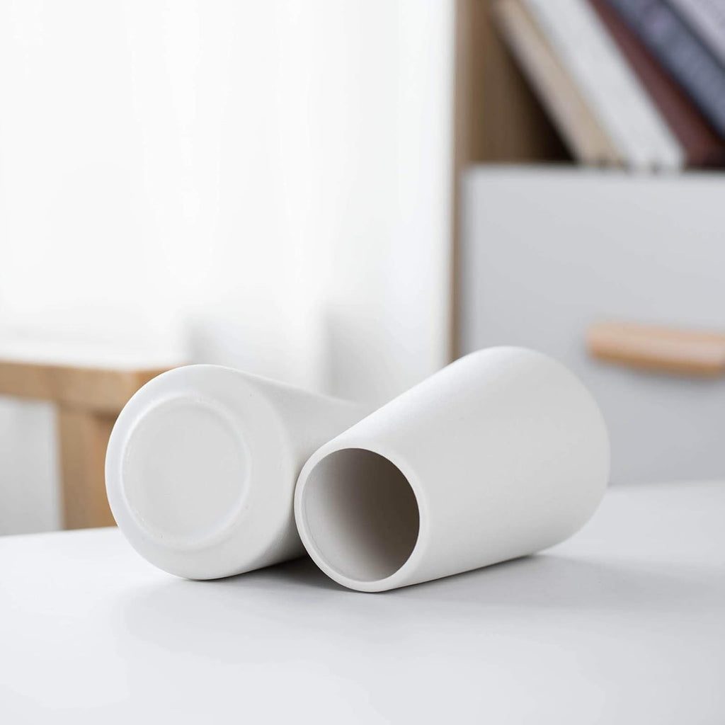 Keramikvase 15 cm Weiss - Minimalistische Blumen- und Pampasgrasvase