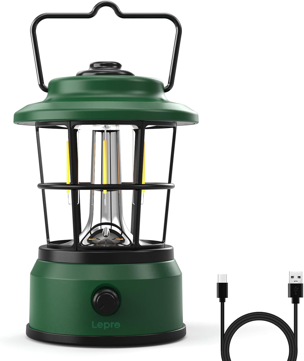 Lepro LED Retro Campinglampe wiederaufladbar dimmbar Powerbank IPX4 schwarz