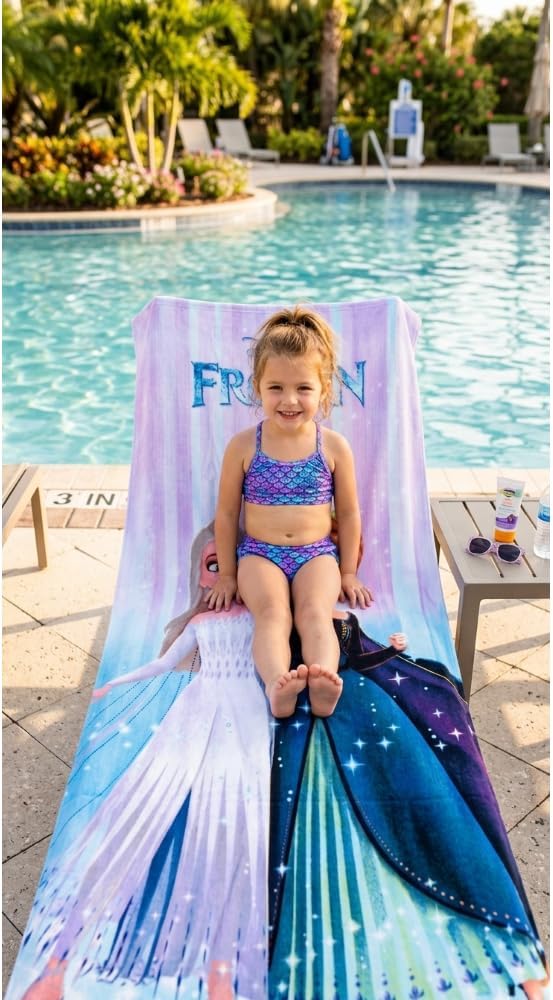 Disney Die Eiskoenigin Strandtuch 70x140 cm Mikrofaser mit Elsa und Anna