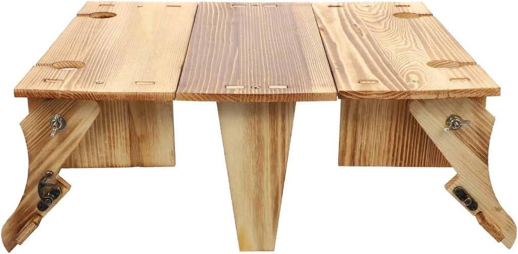 GANAZONO Klapptisch Holz mit Weinhalter Picknick Klappbar Tragbar
