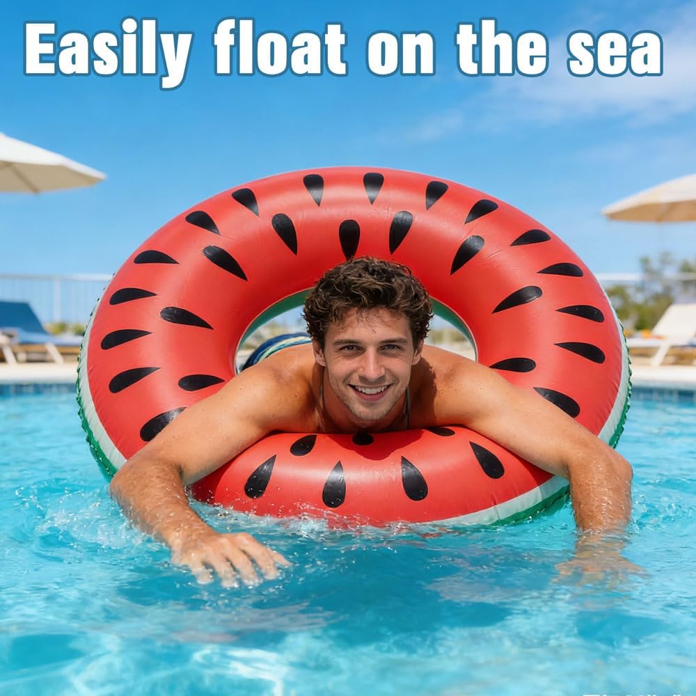 Schwimmring Donut Wassermelone Gummiring Badehilfe Strand Pool Sommer
