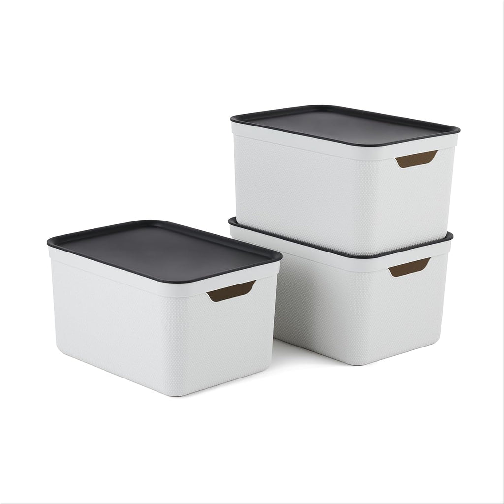 Jive Aufbewahrungsbox 3er Set mit Deckel Kunststoff Gruen Anthrazit