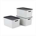 Jive Aufbewahrungsbox 3er Set mit Deckel Kunststoff Gruen Anthrazit