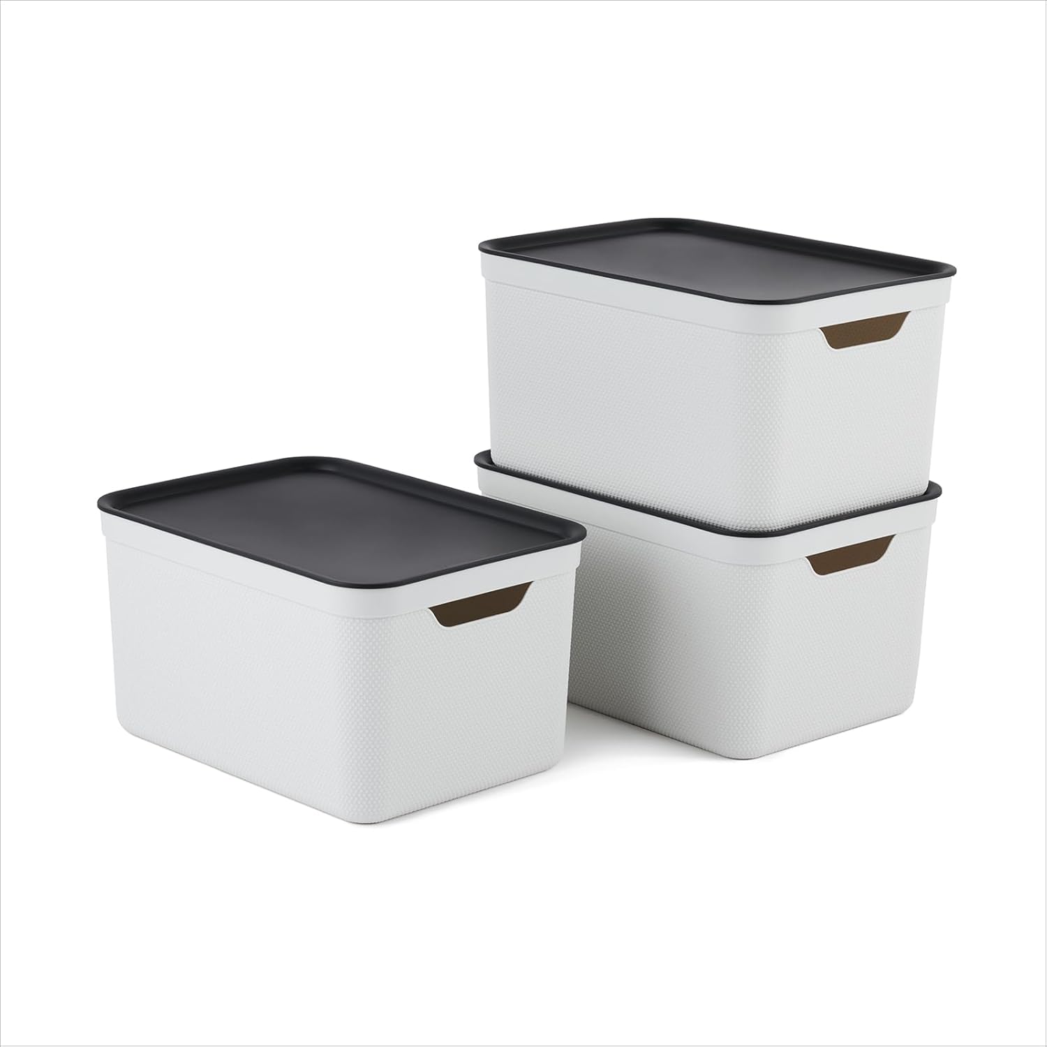 Jive Aufbewahrungsbox 3er Set mit Deckel Kunststoff Gruen Anthrazit