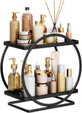 Make-up Organizer 2-stoeckig Metall schwarz rund Kosmetikaufbewahrung