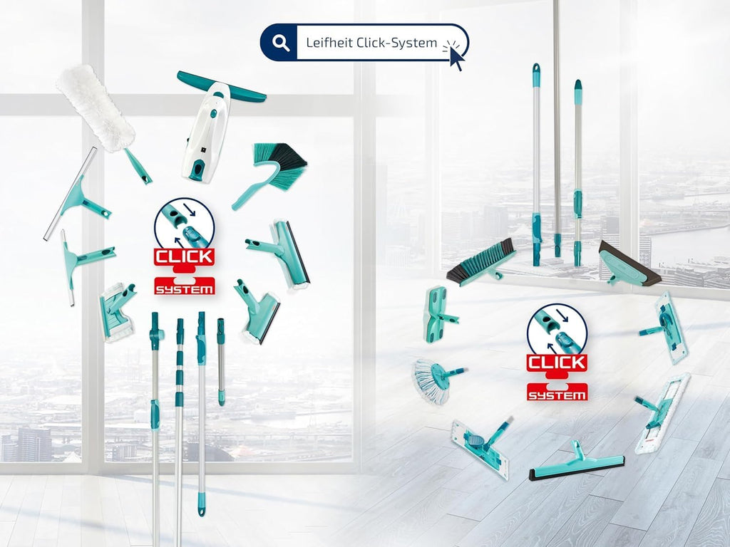 Leifheit Fensterwischer 4in1 Click System Fensterabzieher Glasreiniger