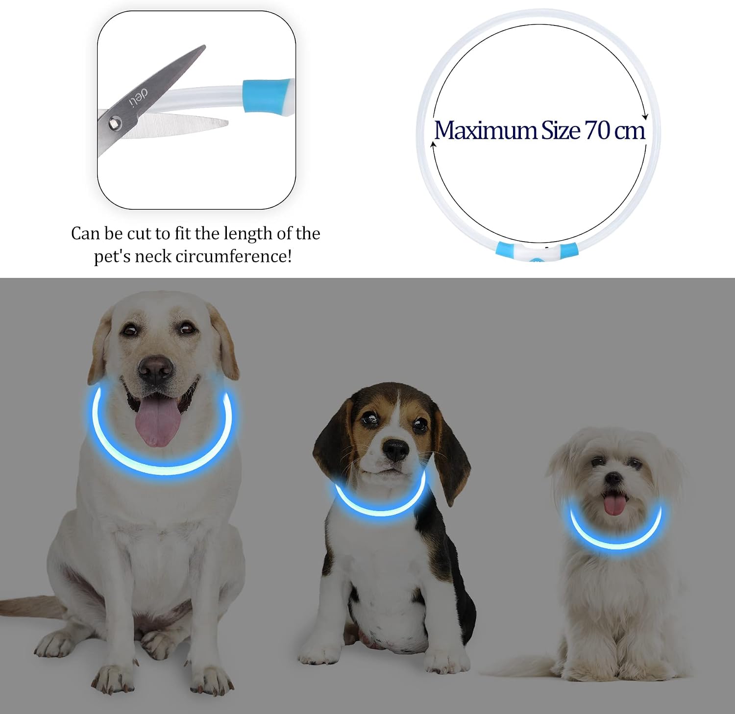 Coolzon LED Leuchthalsband Hundehalsband aufladbar wasserdicht 3 Modi Gruen