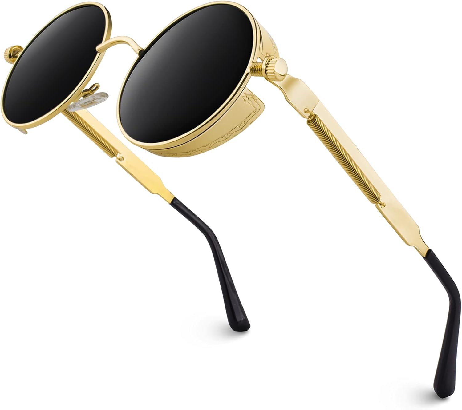 GQUEEN Steampunk Sonnenbrille rund polarisiert UV400 Herren Damen