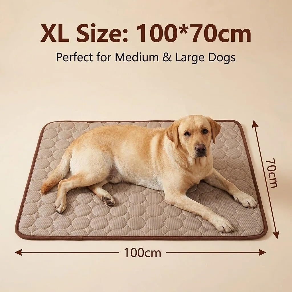Kuehlmatte fuer Hund und Katze 70x100 cm Waschbar Dunkelbraun selbstkuehlend