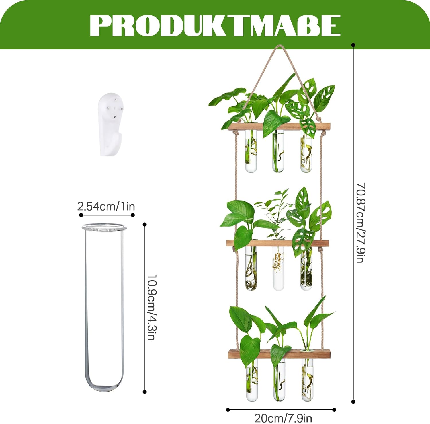 XXXFLOWER Reagenzglaeser 3x5 mit Staender Glas Vase Hydrokultur Stecklinge