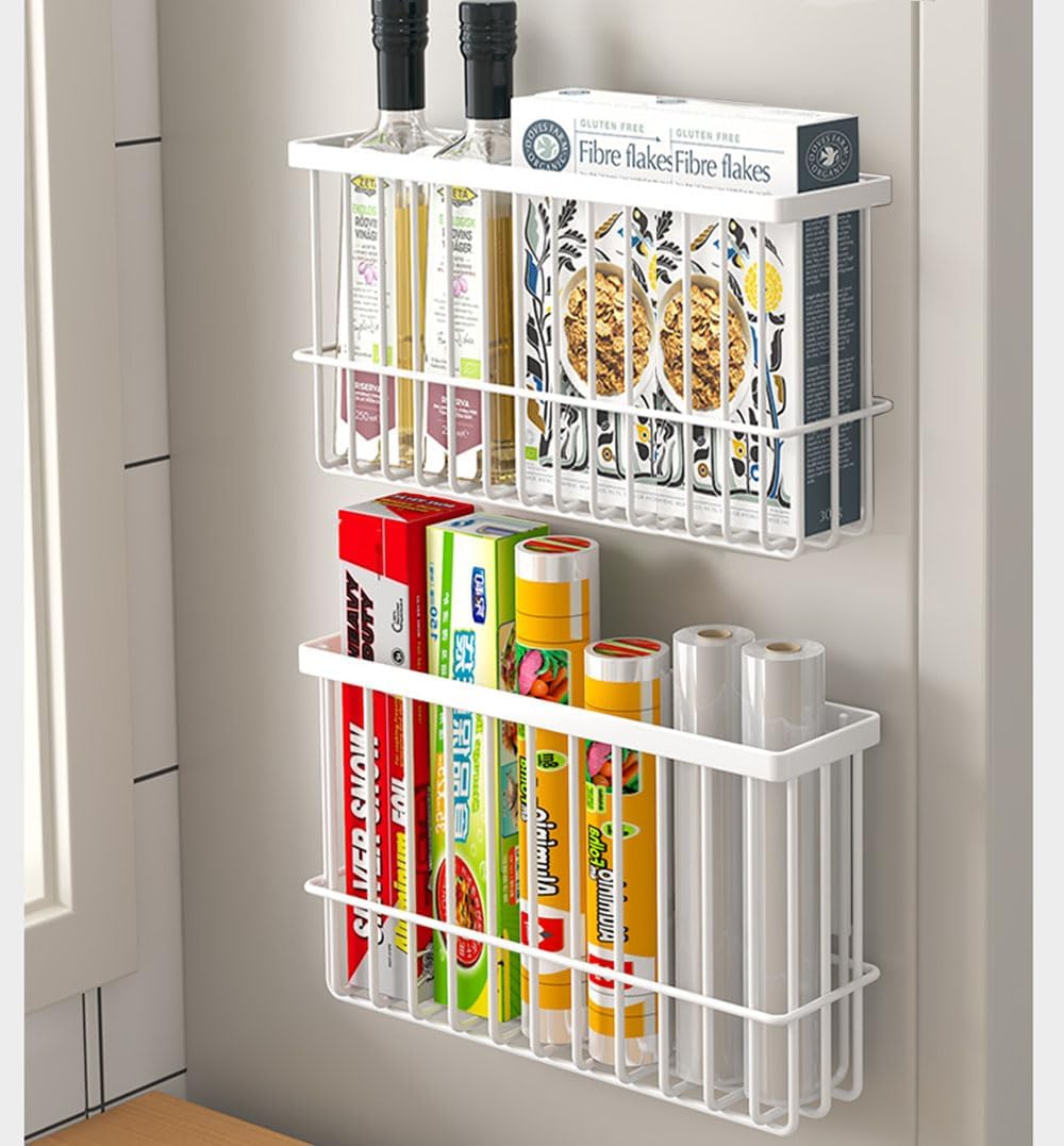 2er Set Selbstklebende Aufbewahrungsboxen fuer Kuehlschrank Schrank Bad Weiss